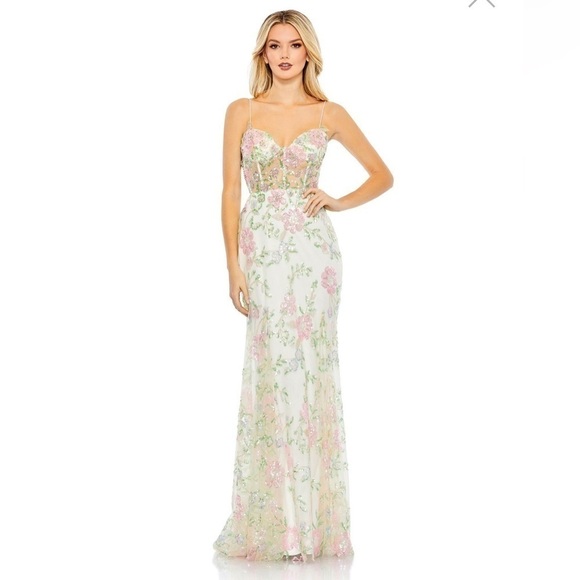 Mac Duggal 68180 Floral Beadwork Sheer Bodice Dress size 4 NEW $598 - Picture 3 of 17